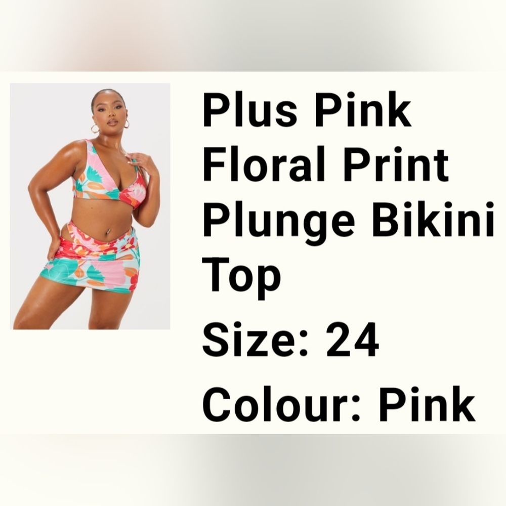 Floral Bikini Top Size 24 NWT